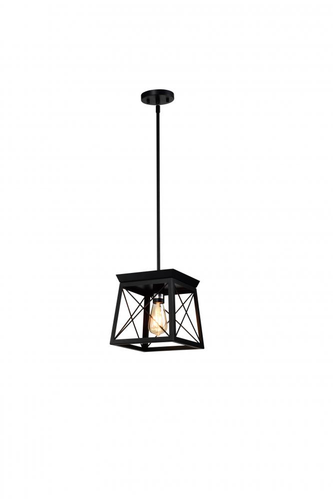 9" Dual mount mini Pendant Semi-Flush and Pendant in Black finish with 1x60 W -Medium Base socke