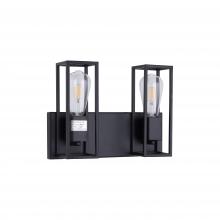 Lit Up Lighting LIT3122BK-BK - 2 Light Vanity Black Finish With Black Sockets Can Be Mounted Up or Down