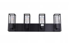 Lit Up Lighting LIT3124BK-BK - 4 Light Vanity Black Finish With Black Sockets Can Be Mounted Up or Down