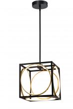 Lit Up Lighting LIT3532BK-GD - 12" 29 W LED Pendant, initial Lumens 2000Lm, in 3000K Black frame with gold inside