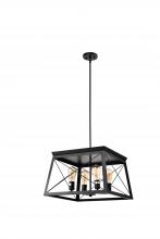 Lit Up Lighting LIT3932BK - 20" Pendant 4x60W Medium Base socket in black finish, comes with 3x12", 1x6" pipe