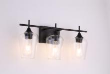 Lit Up Lighting LIT5323BK+MC-CL - 3x60W E26 -Light vanity in Black with clear glass with multiple replaceable socket rings