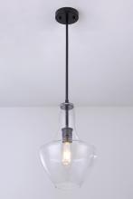 Lit Up Lighting LIT5630BK+MC-CL - 10.5" 1x60 W pendant in Black finish with clear glass