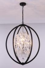 Lit Up Lighting LIT5834BK+CH - 24", 7x50W G9 Pendant in black finish with Crystal, comes with 3x12" pipe and 1x6" pipe