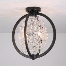 Lit Up Lighting LIT5841BK+CH - 14" Dual Mount 4x50W G9. Semi-Flush Mount in black finish with Crystal