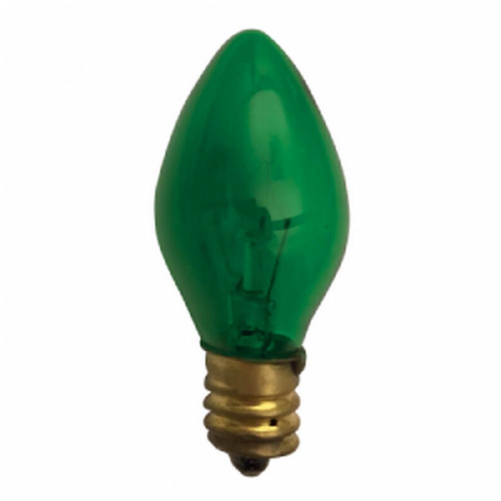 INCANDESCENT CHRISTMAS LAMPS 5W C7.5 E12 120V TRANSPARENT GREEN STD