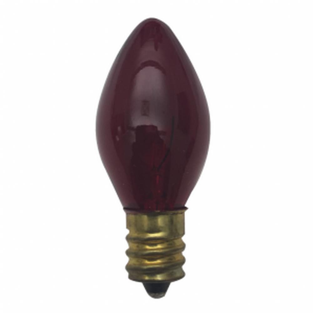 INCANDESCENT CHRISTMAS LAMPS 5W C7.5 E12 120V TRANSPARENT RED STD