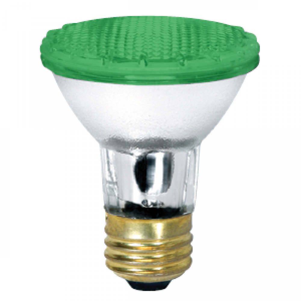 HALOGEN PAR20 35W 130V E26 30DEG NARROW FLOOD GREEN LENS STD