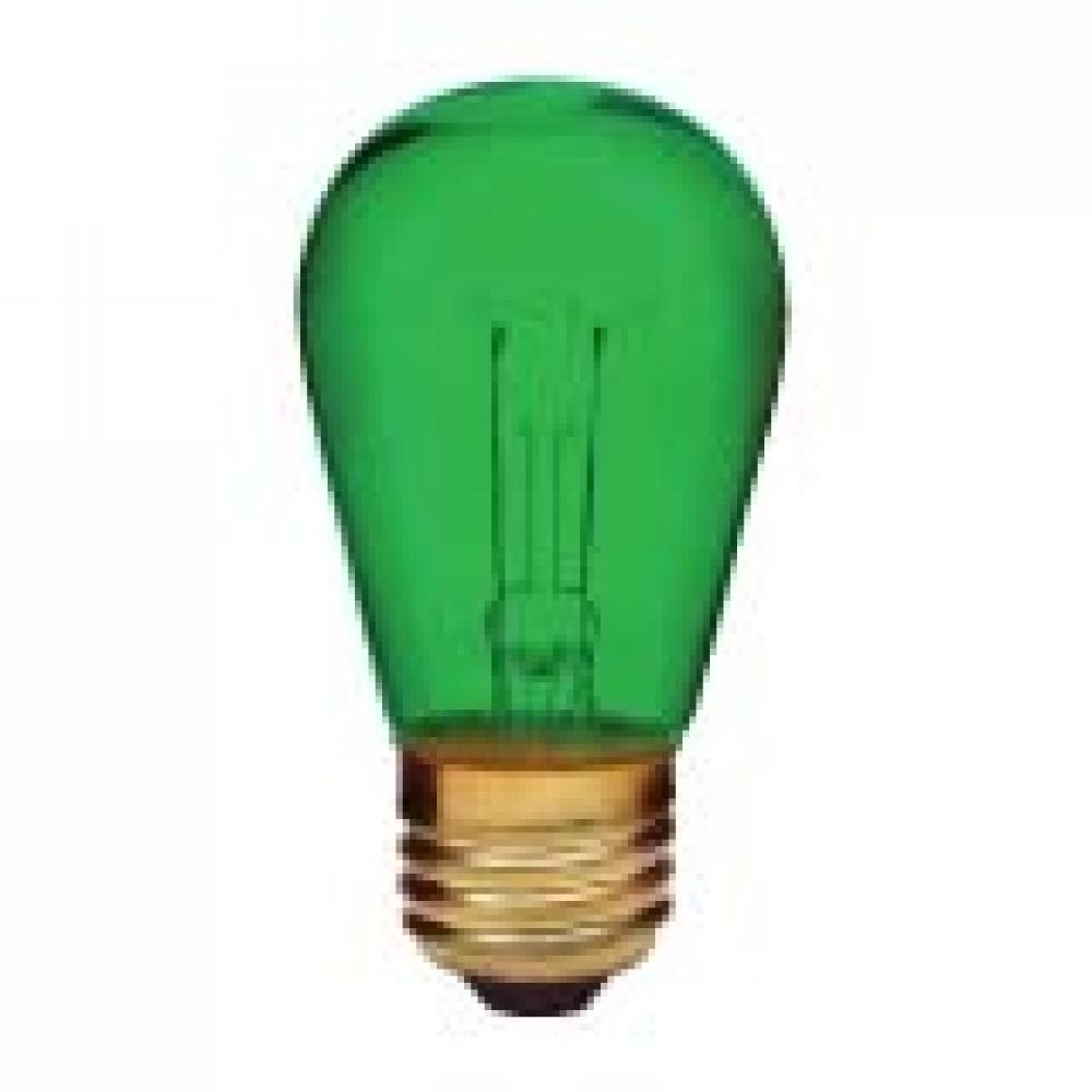 INCANDESCENT COLORED 11W S14 E26 130V TRANSPARENT GREEN STD