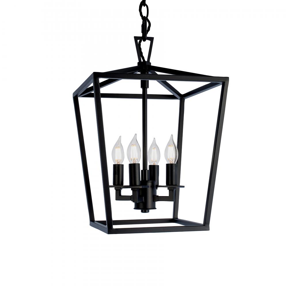 Cage 12'' Wide 4-Light Pendant - Matte Black