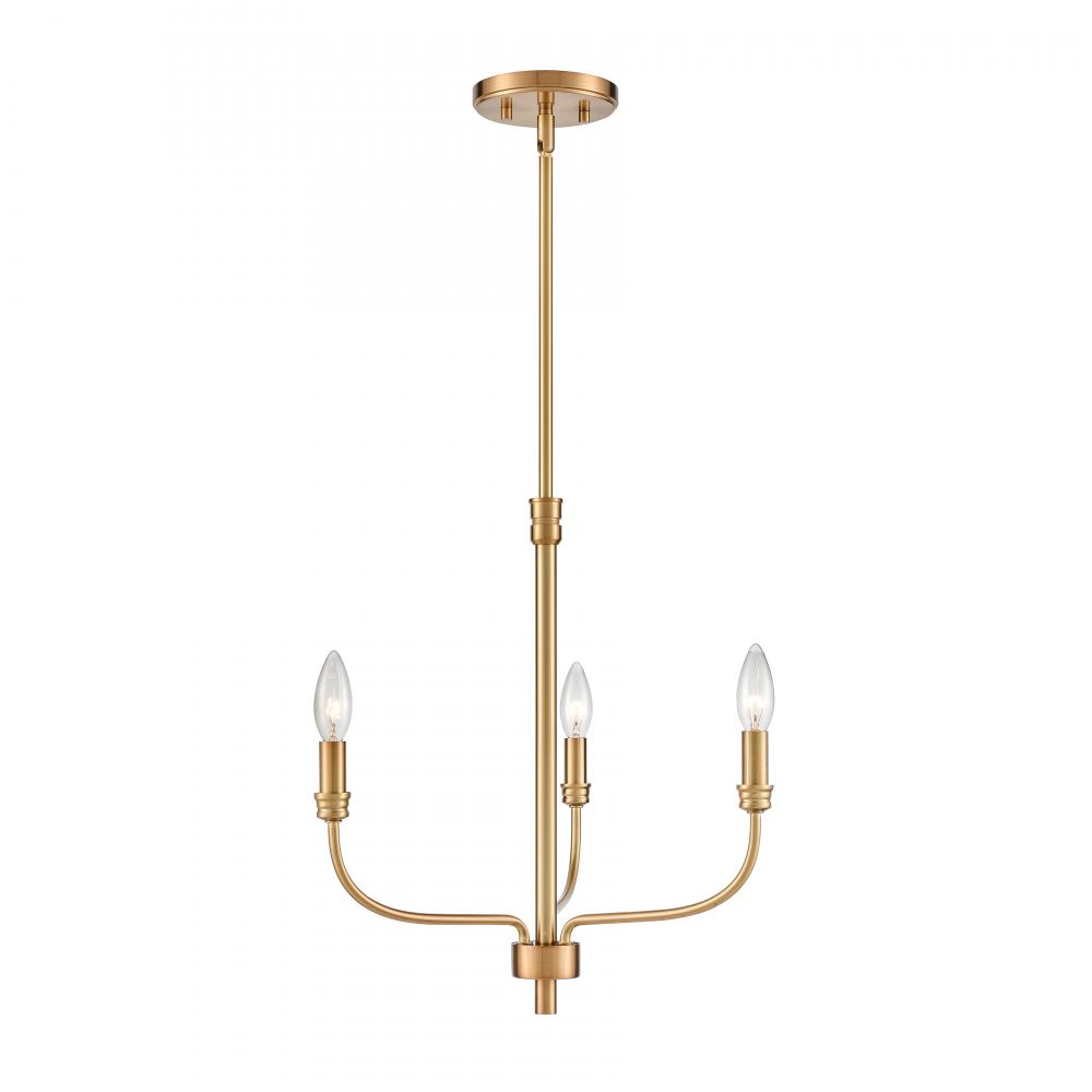 Newland 17'' Wide 3-Light Chandelier - Satin Brass