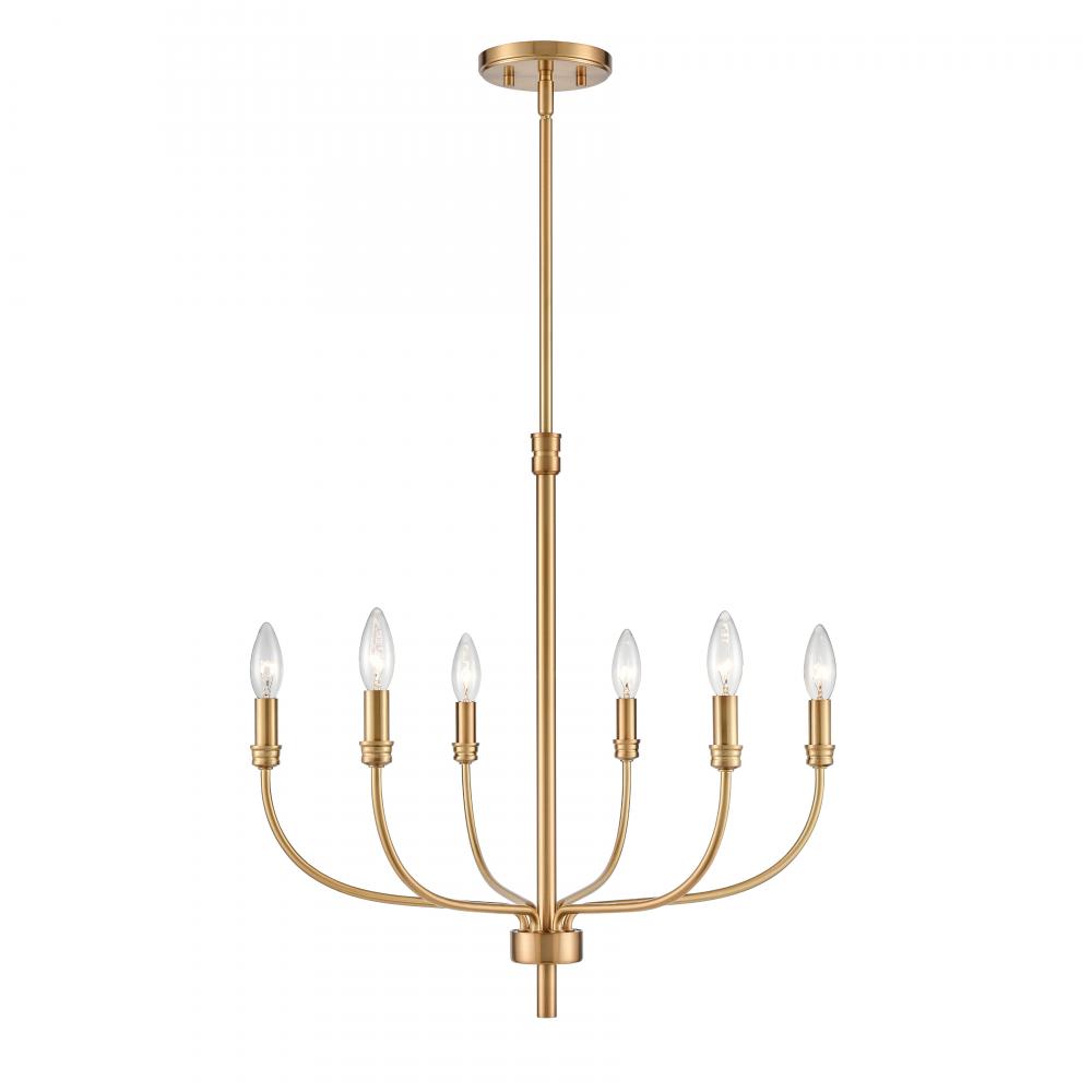 Newland 21'' Wide 6-Light Chandelier - Satin Brass