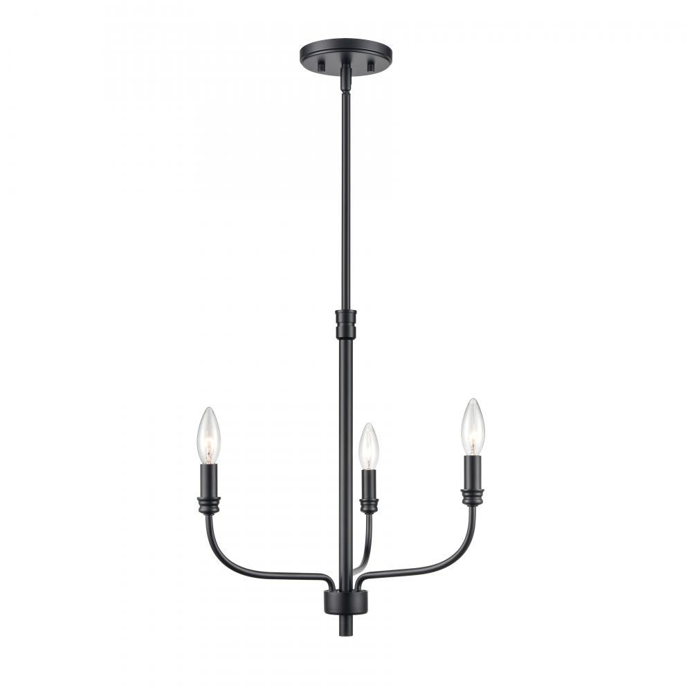 Newland 17'' Wide 3-Light Chandelier - Matte Black