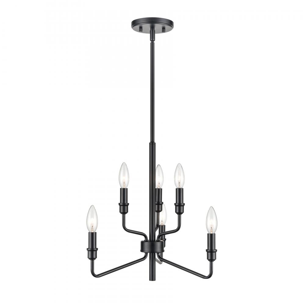 Saginaw 18'' Wide 6-Light Chandelier - Matte Black