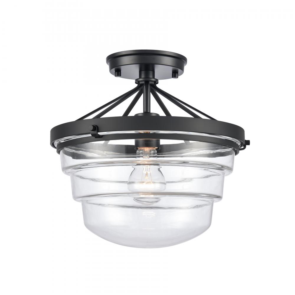 Boyer 12'' Wide 1-Light Semi Flush Mount - Matte Black