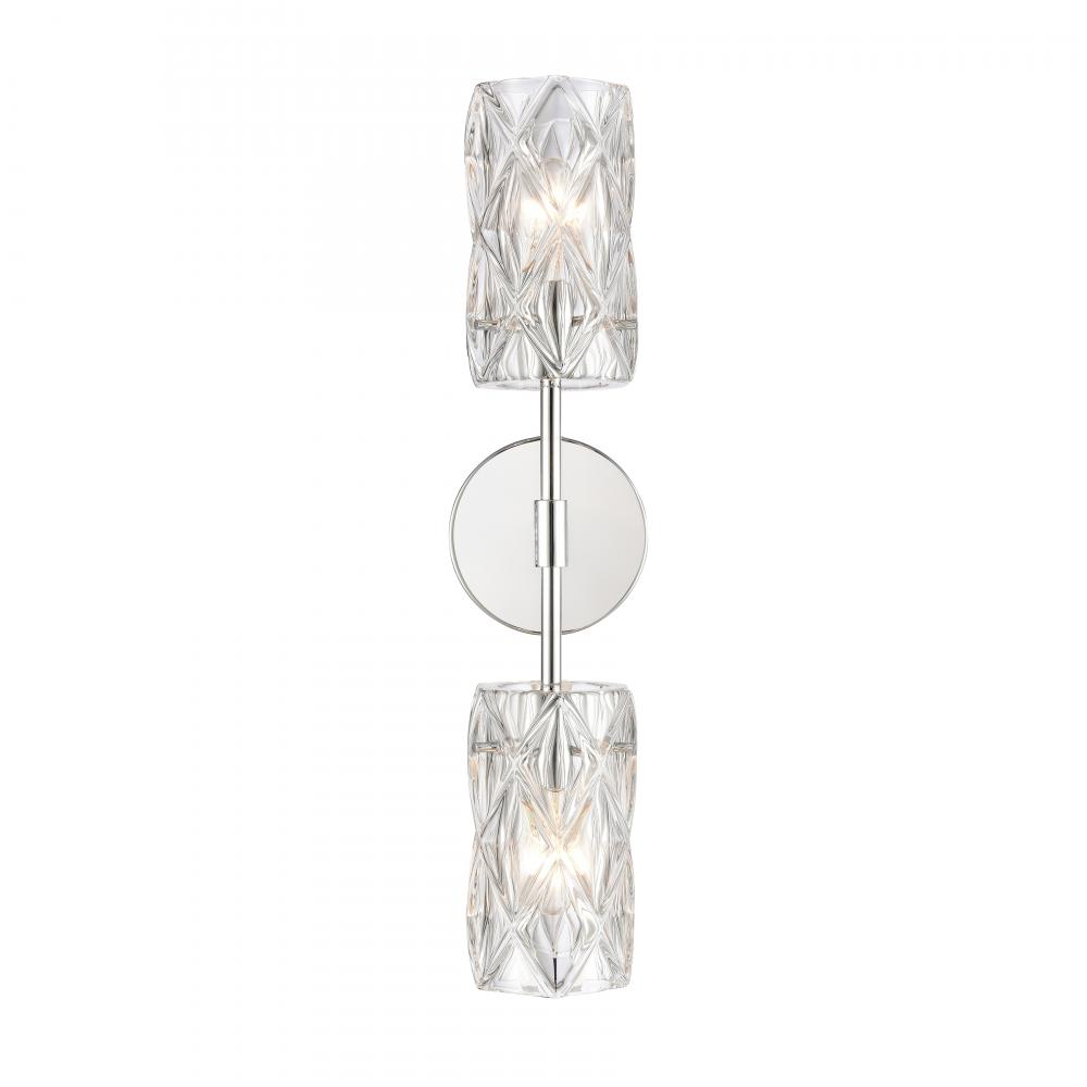 Forma de Crystal 21'' High 2-Light Sconce - Polished Chrome