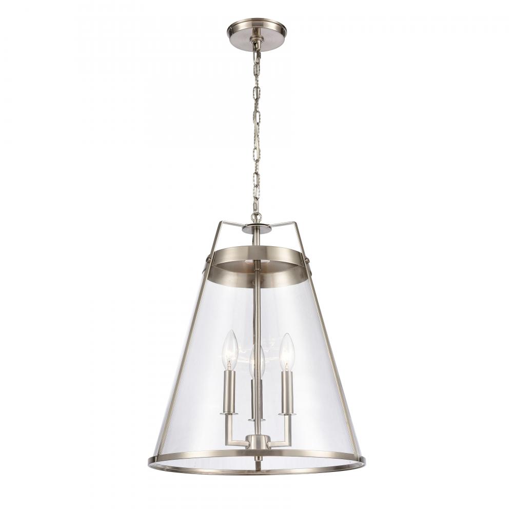 Judy 16'' Wide 3-Light Pendant - Satin Nickel