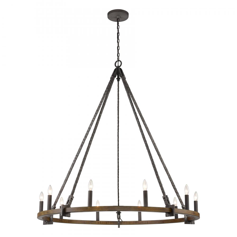 Harwell 49.5'' Wide 10-Light Chandelier - Antique Millwood