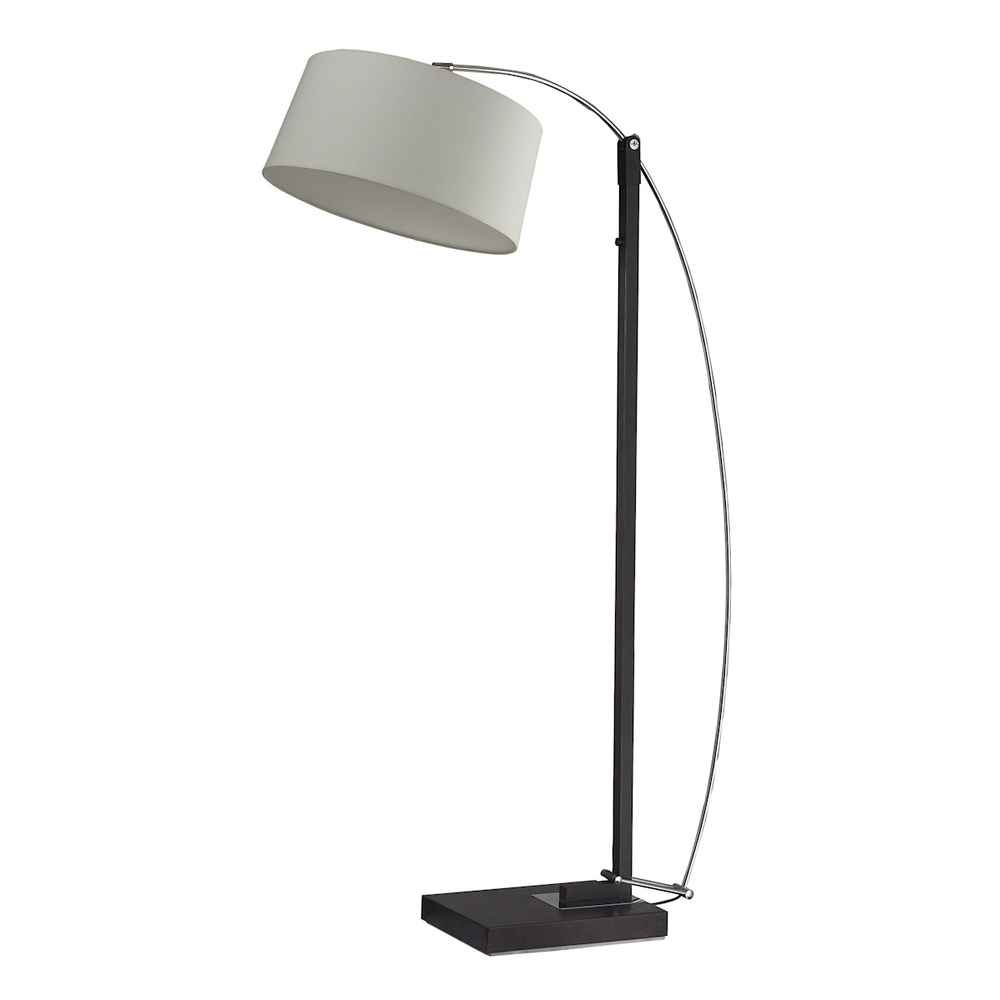 Logan Square Arc Floor Lamp in Black Marble with Off-white Shade