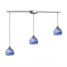 ELK Home Plus 101-3L-MT - Mela 3-Light Linear Mini Pendant Fixture in Satin Nickel with Hand-blown Mountain Glass