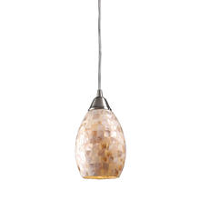 ELK Home Plus 10141/1 - Capri 1-Light Mini Pendant in Satin Nickel with Capiz Shell Glass