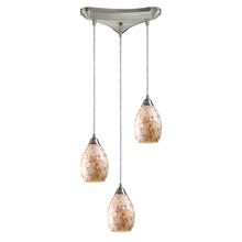 ELK Home Plus 10141/3 - Capri 3-Light Triangular Pendant Fixture in Satin Nickel with Capiz Shell Glass