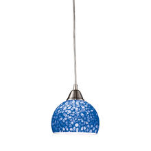 ELK Home Plus 10143/1PB - Cira 1-Light Mini Pendant in Satin Nickel with Pebbled Blue Glass