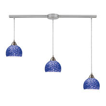 ELK Home Plus 10143/3L-PB - Cira 3-Light Linear Mini Pendant Fixture in Satin Nickel with Pebbled Blue Glass