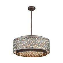 ELK Home Plus 12164/6 - Rosslyn 6-Light Chandelier in Weathered Zinc and Matte Silver with Crystal and Metalwork Shade