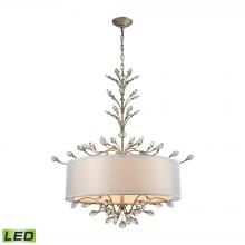 ELK Home Plus 16283/6-LED - Asbury 6-Light Chandelier in Aged Silver with Organza and White Fabric Shade - Includes LED Bulbs
