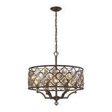 ELK Home Plus 31097/6 - Armand 6-Light Chandelier in Weathered Bronze with Amber Teak Crystals and Metal Shade