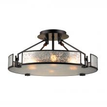 ELK Home Plus 57091/4 - Lindhurst 4-Light Semi Flush in Oil Rubbed Bronze with Glass Panels