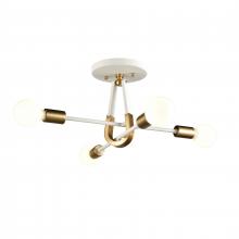 ELK Home Plus 69314/4 - Sabine 20'' Wide 4-Light Semi Flush Mount - Textured White with Brushed Gold