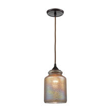 ELK Home Plus 85257/1 - Illuminessence 1-Light Mini Pendant in Oil Rubbed Bronze with Textured Gray Dichroic Glass