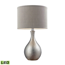 ELK Home Plus D124-LED - Hammered Chrome-plated Table Lamp with Grey Faux Silk Shade - LED