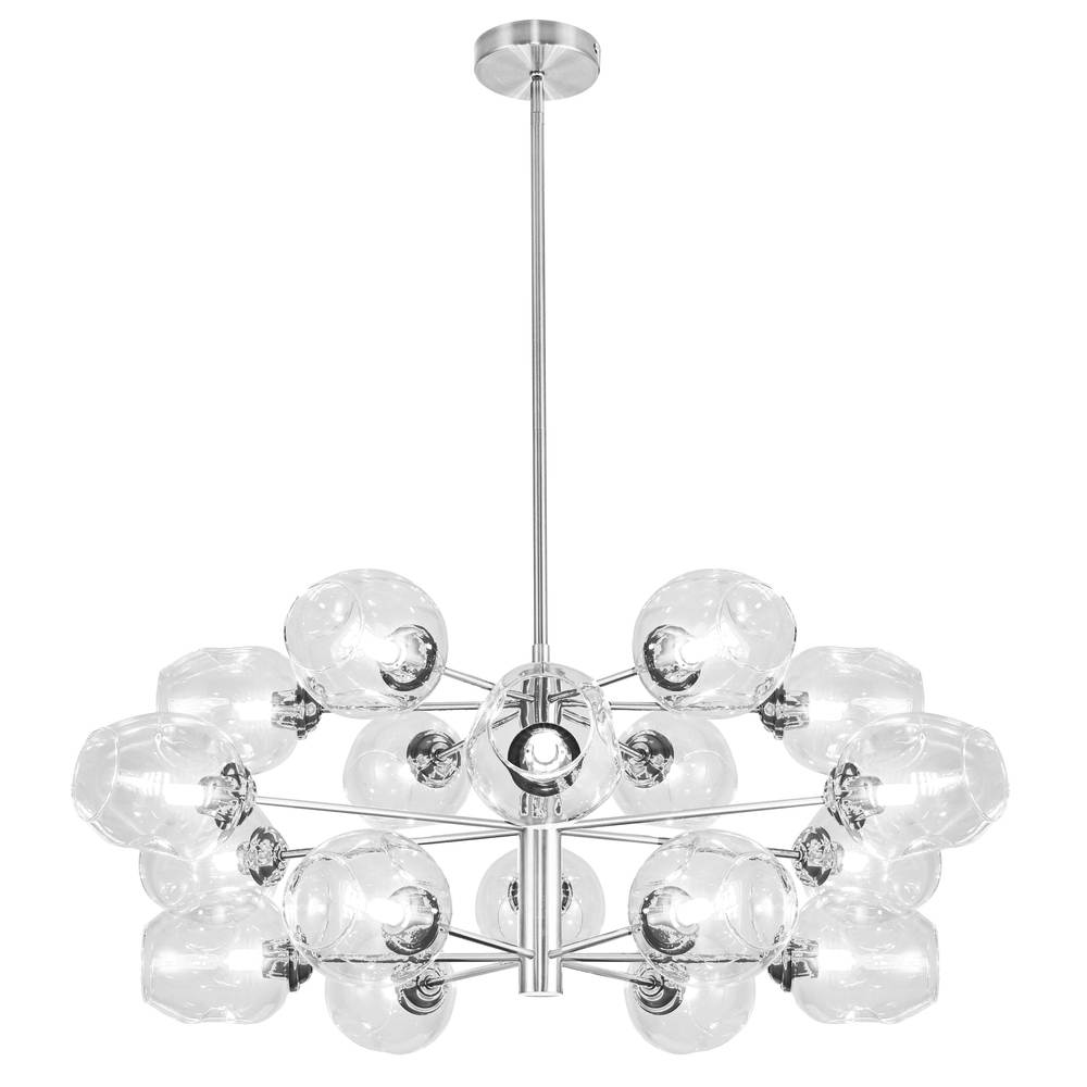 18LT Halogen Chandelier, PC w/ CLR Glass