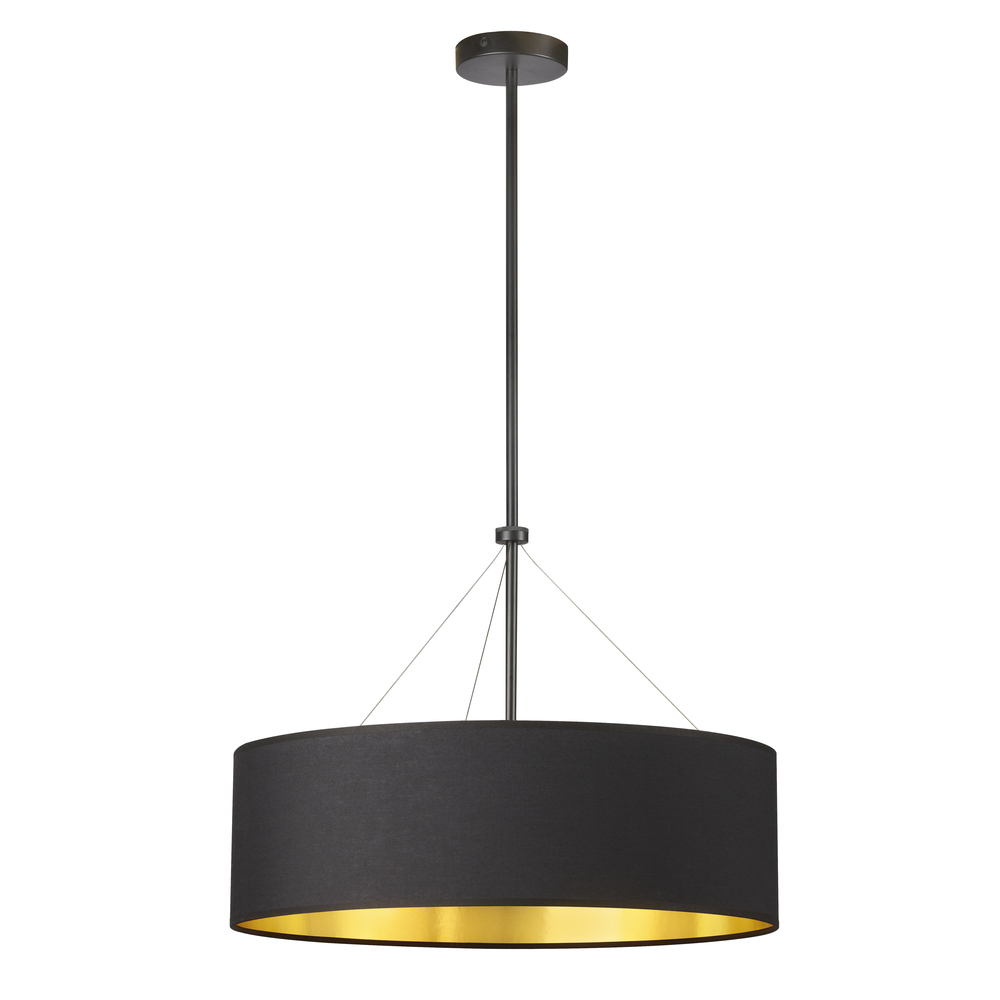 4LT Incand Chandelier, MB w/ BK/GLD Shade