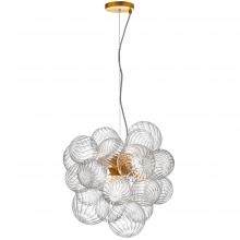 Dainolite CLZ-206P-AGB - 6 Light Halogen Pendant Aged Brass with Clear Spiral Glass