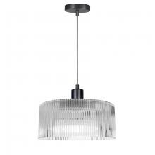 Dainolite NAD-123P-MB-FL - 1 Light Pendant in Matte Black w/ Fluted Glass