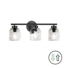 Dainolite VLA-213W-MB-CLR - 3 Light Matte Black Vanity w/ Clear Water Glass