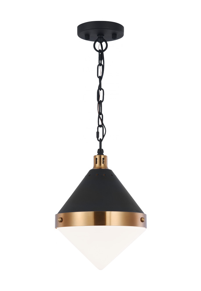 Sphericon Matte Black and Aged Gold Brass Pendant