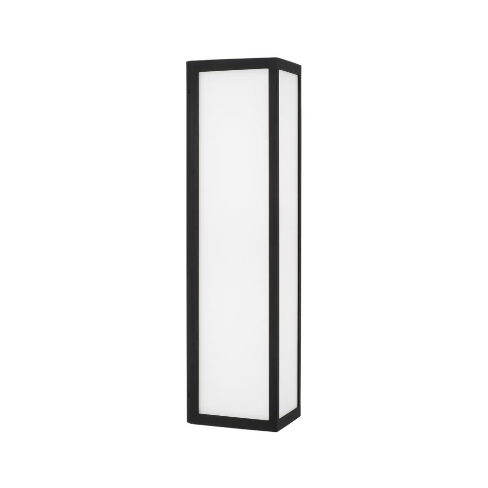 Integrated LED Outdoor Wall Lantern in Black with Painted White Glass