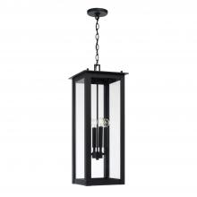 Capital Canada 934644BK - 4-Light Outdoor Rectangular Hanging Lantern in Black with Clear Glass