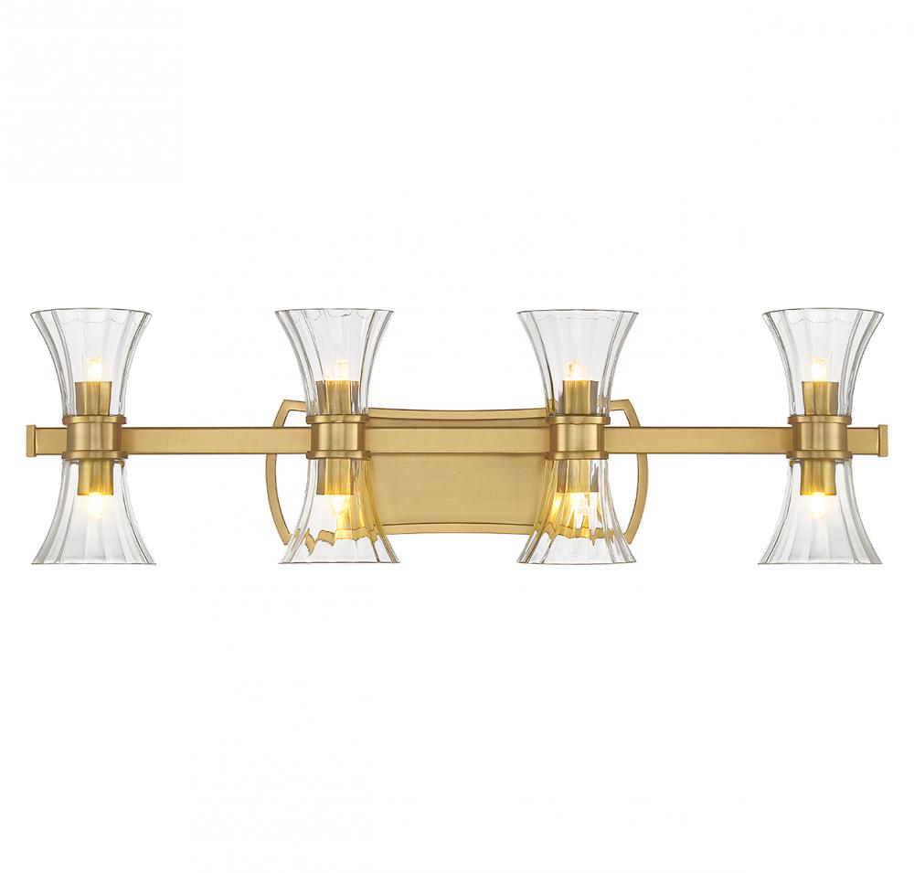 Bennington 8-Light LED Bathroom Vanity Light in Warm Brass