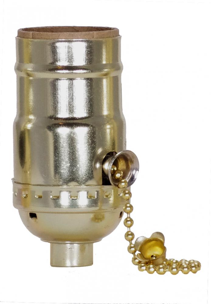 On-Off Pull Chain Socket; 1/8 IPS; Aluminum; Brite Gilt Finish; 660W; 250V; With Set Screw