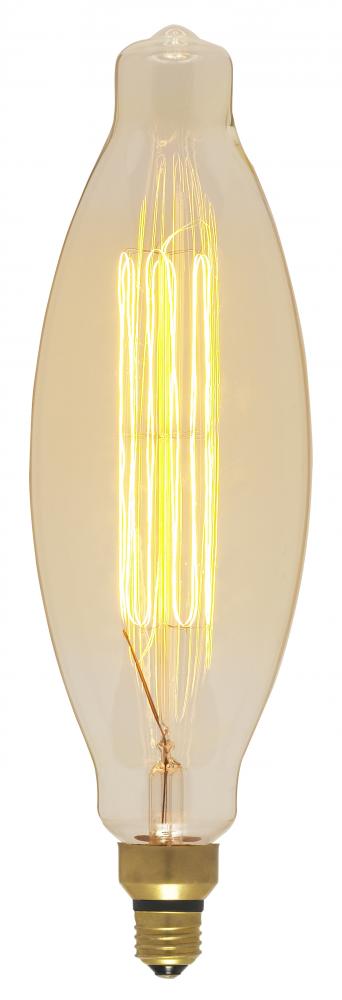 100 Watt BT38 Incandescent vintage style; Amber; 2000 Average rated hours; Medium Base; 120 Volt