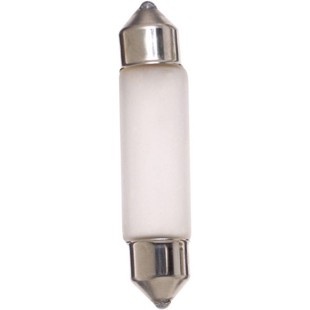 5 Watt miniature; T3 1/4; Frost; 15000 Average rated hours; 50 Lumens; Festoon base; 24 Volt