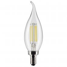 Satco Products Inc. S21305 - 5.5 Watt CA10 LED Filament; Clear; Candelabra base; 90 CRI; 3000K; 120 Volt