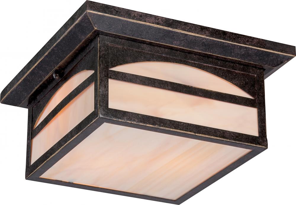 Canyon - 2 Light - Flush with Honey Stained Glass - Umber Bronze Finish Finish