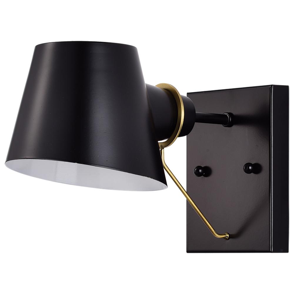 Baxter; 1 Light Vanity; Black with Burnished Brass